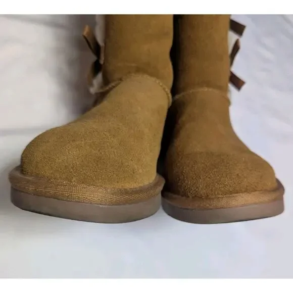 Koolaburra by UGG Chestnut Victoria Tall Bow Boots Tan Size 5 Fits 6 Or 6.5 - Picture 6 of 10